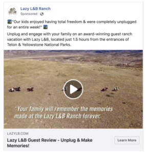 Example of using guest reviews in social media - Lazy L&B