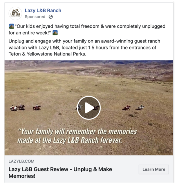 Example of using guest reviews in social media - Lazy L&B